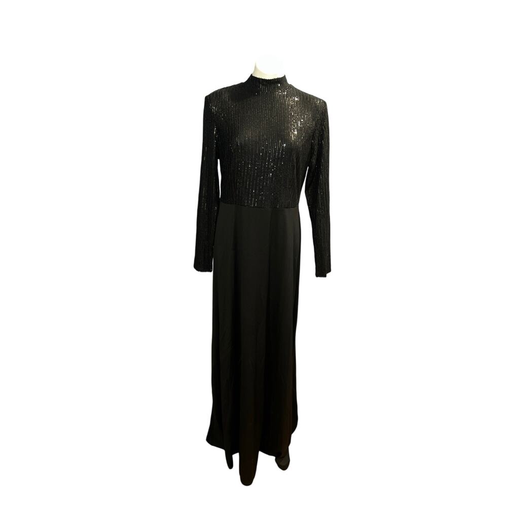 Miss Ord  New women’s black sequined long sleeve maxi dress